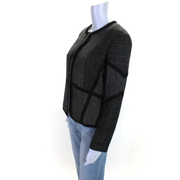 ETRO Milano 44 US/8 Ribbons Blazer Jacket Gray Black Round Neck NWT $1950 - Picture 2 of 12